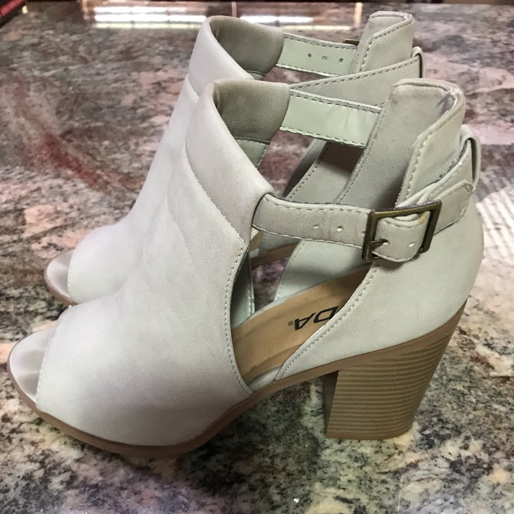 Open toe buckled booties!